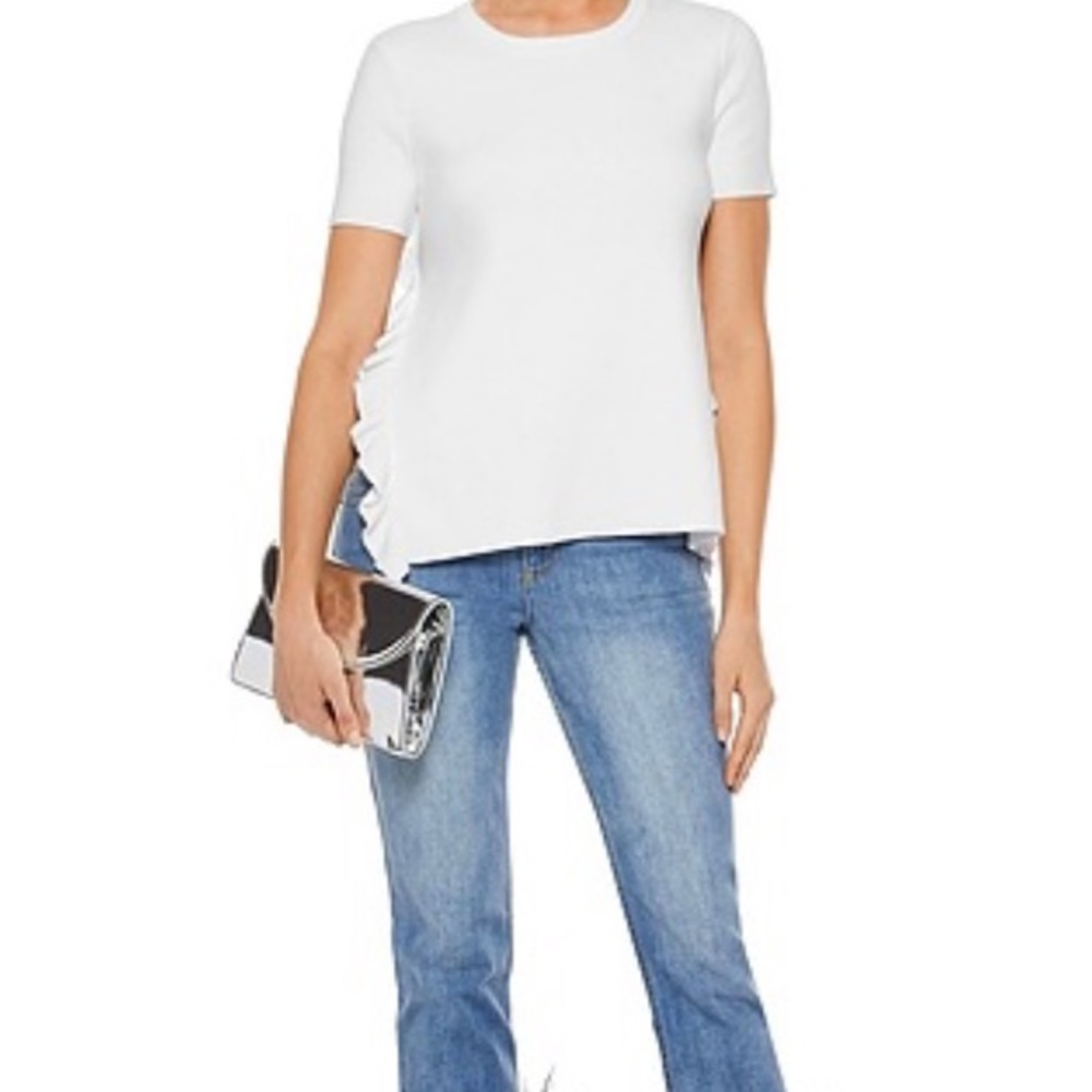 Alice + Olivia side ruffle knit top M